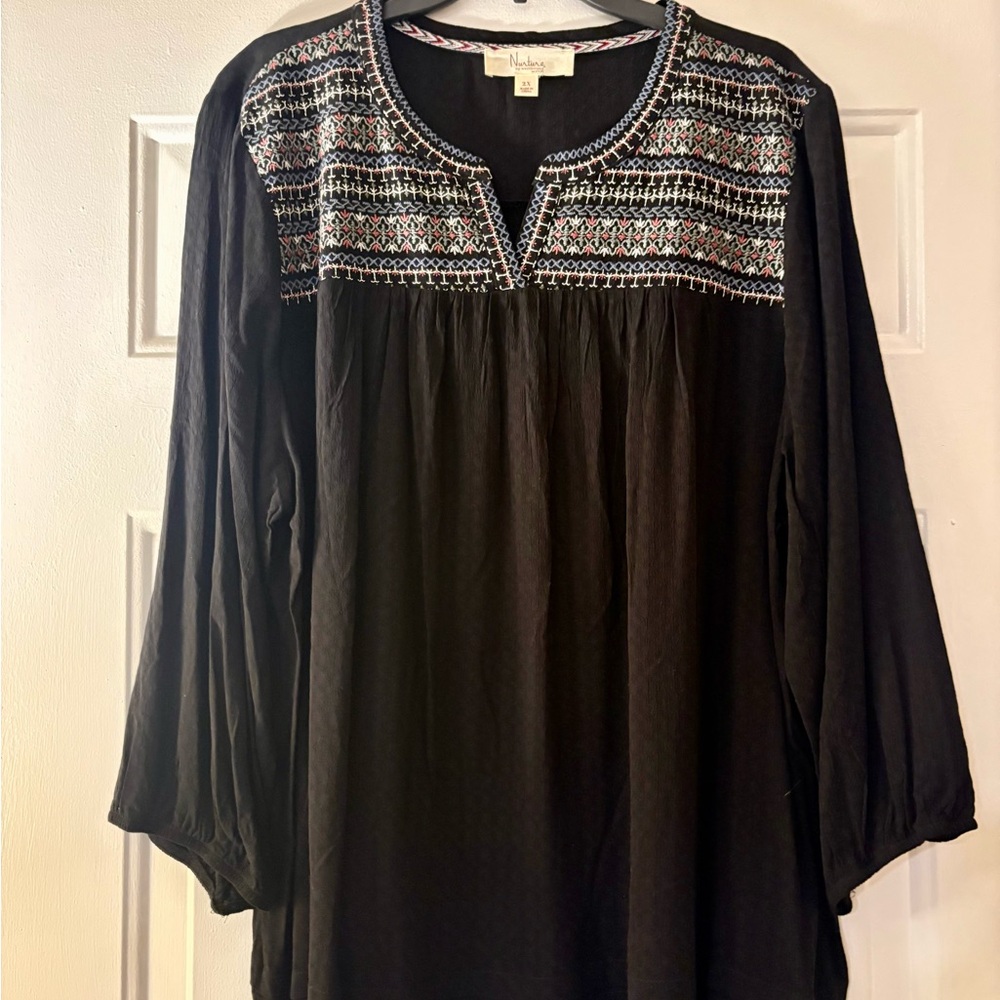 *Final price* NWOT Nurture by Lamaze Black Blouse with Embroidery